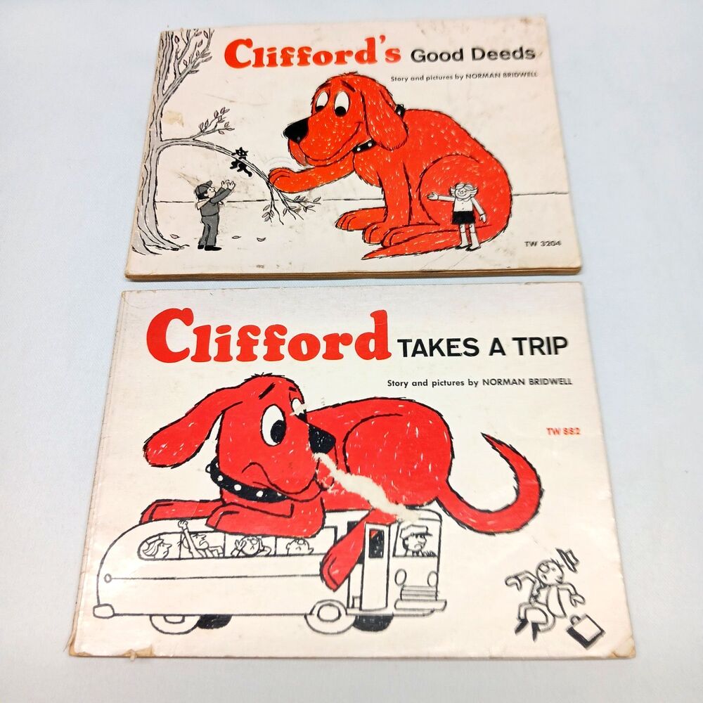 VTG Clifford The Big Red Dog Books Lot 2 Norman Bridwell Scholastic 70s Kids Toy